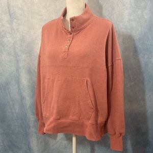 🍀2for$25🍀SO Women's Dusty Pink Sweatshirt W/ Pocket & Snaps Boxy Fit Oversized